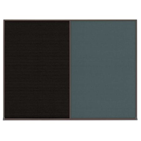 United Visual Products Triple Door Radius Corkboard, 72"X48", B UV80055-BRONZE-MEDGRY